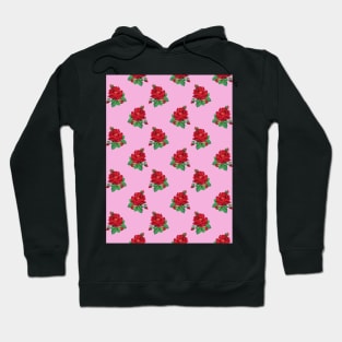 Red vintage roses on pink Hoodie